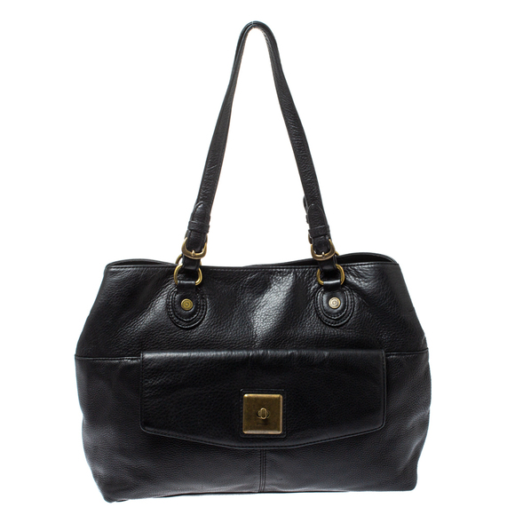 Donna Karan Handbags - DKNY Black Leather Turnlock Pocket Tote